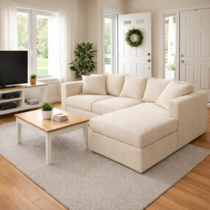 4 Seater Corner Sofa Set Right Hand Jumbo Cord Fabric