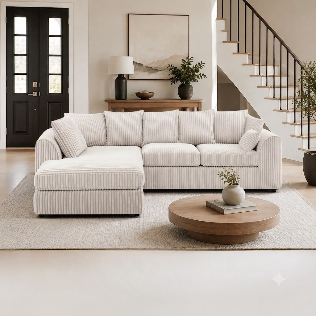 4 Seater Corner Sofa Set Left Hand Jumbo Cord - Image 5